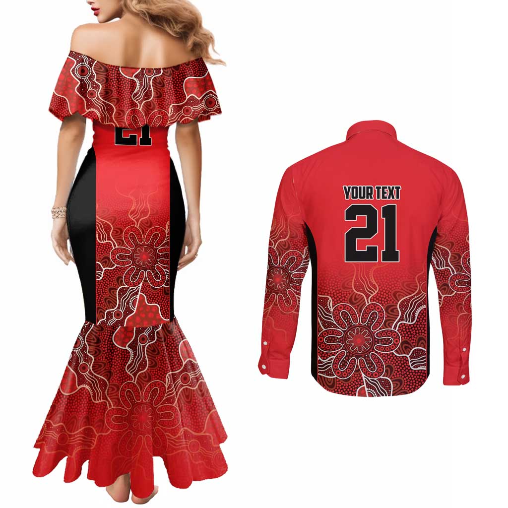 Basketball Custom Perth Couples Matching Mermaid Dress and Long Sleeve Button Shirt Simple Australian Dot Art - Aussie Hoodie