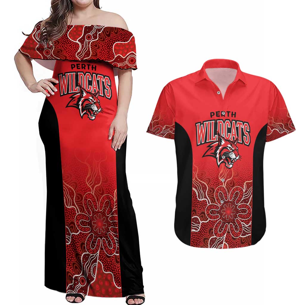 Basketball Custom Perth Couples Matching Off Shoulder Maxi Dress and Hawaiian Shirt Simple Australian Dot Art - Aussie Hoodie