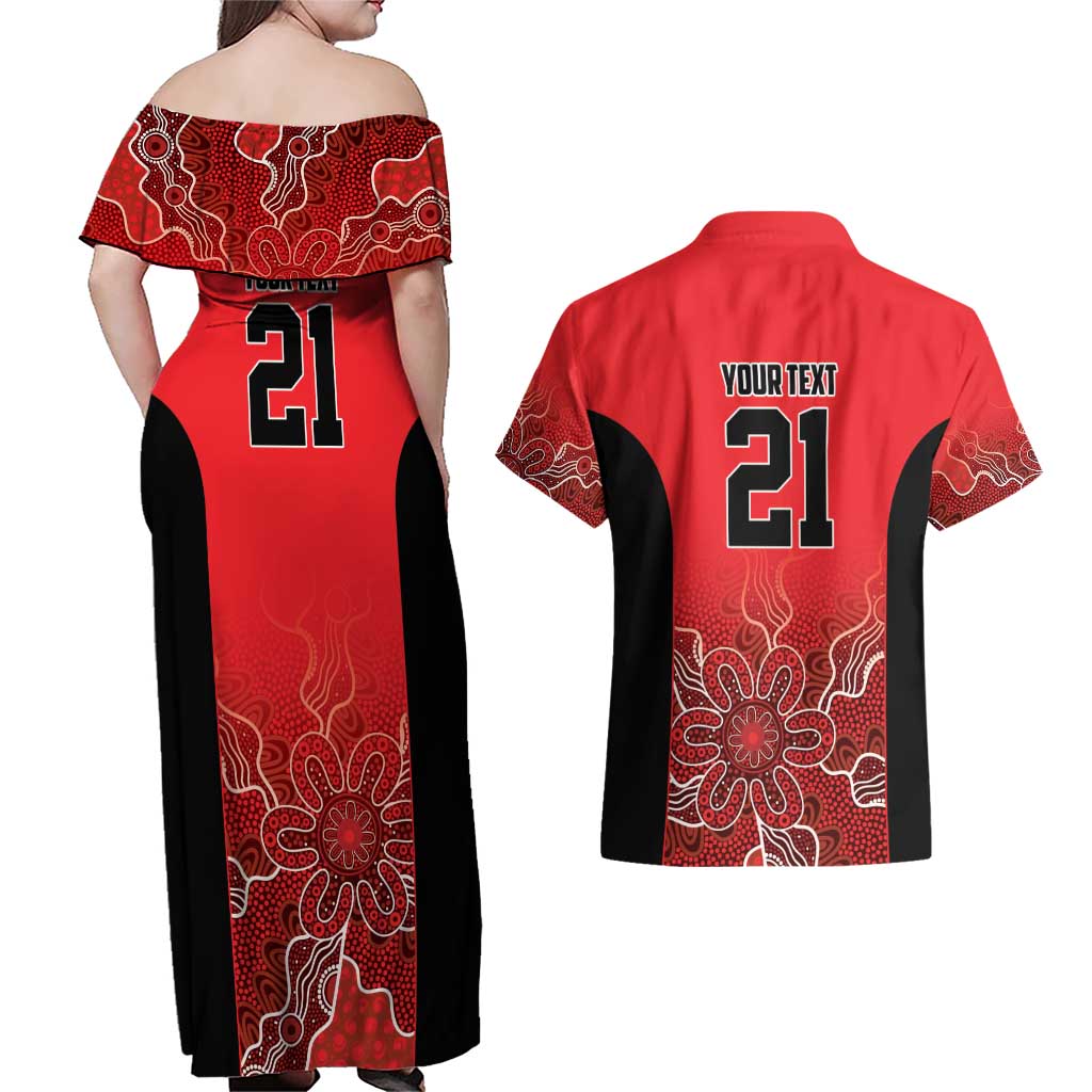 Basketball Custom Perth Couples Matching Off Shoulder Maxi Dress and Hawaiian Shirt Simple Australian Dot Art - Aussie Hoodie