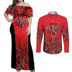 Basketball Custom Perth Couples Matching Off Shoulder Maxi Dress and Long Sleeve Button Shirt Simple Australian Dot Art - Aussie Hoodie