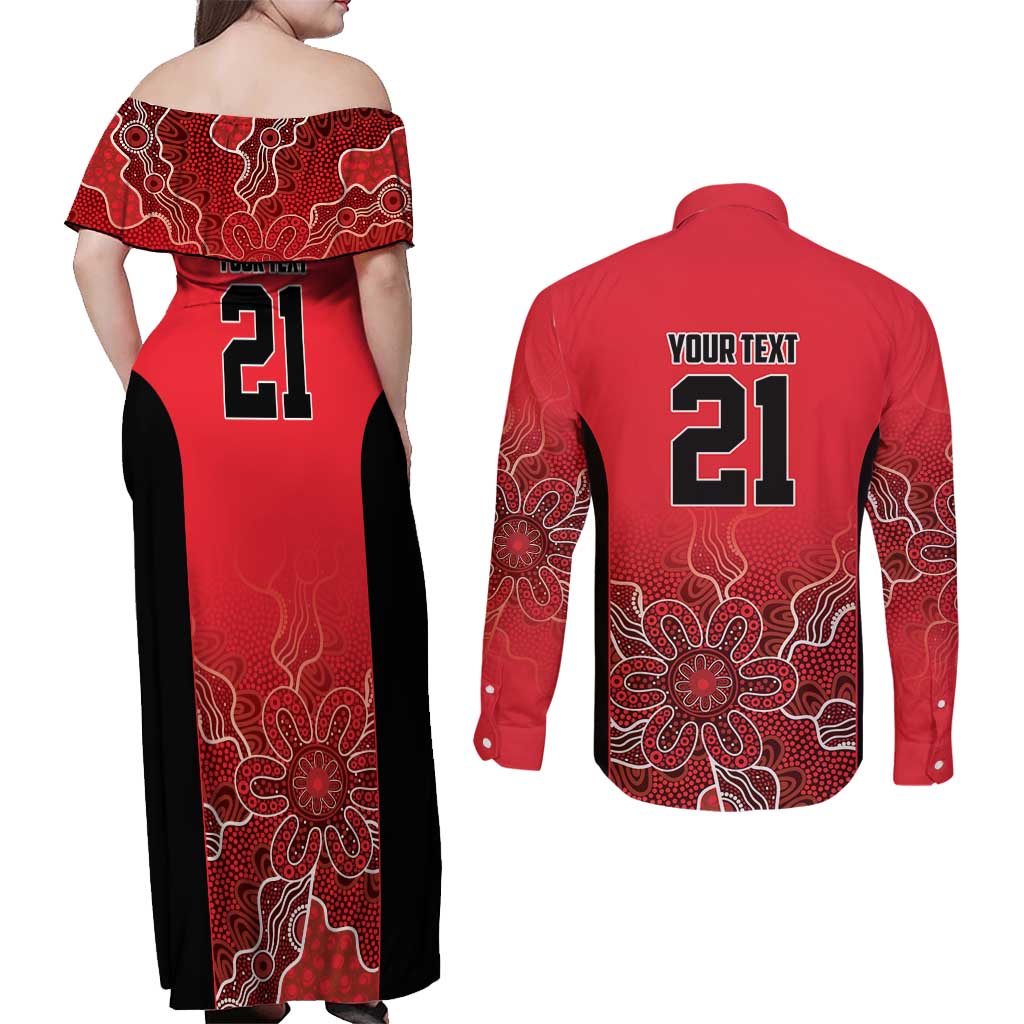 Basketball Custom Perth Couples Matching Off Shoulder Maxi Dress and Long Sleeve Button Shirt Simple Australian Dot Art - Aussie Hoodie