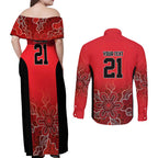Basketball Custom Perth Couples Matching Off Shoulder Maxi Dress and Long Sleeve Button Shirt Simple Australian Dot Art - Aussie Hoodie