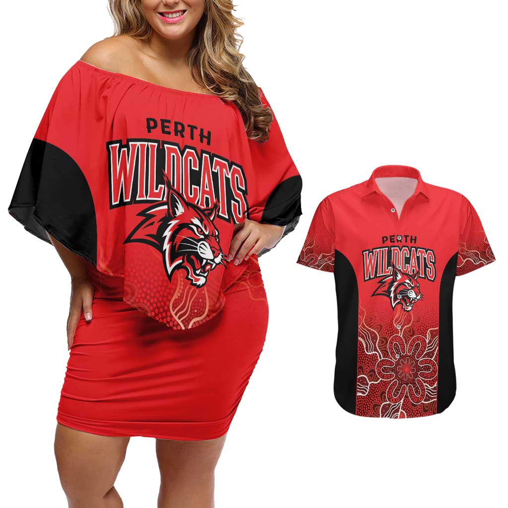 Basketball Custom Perth Couples Matching Off Shoulder Short Dress and Hawaiian Shirt Simple Australian Dot Art - Aussie Hoodie