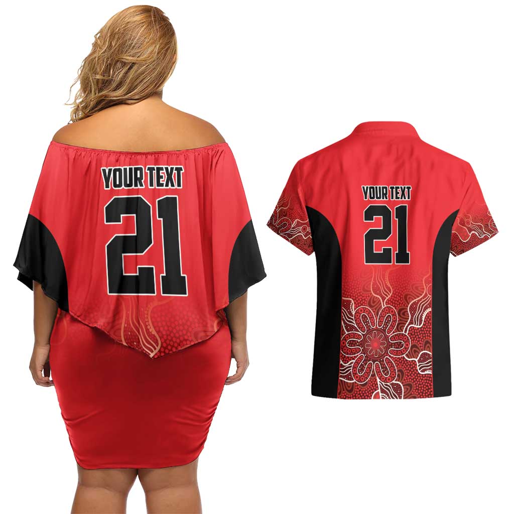 Basketball Custom Perth Couples Matching Off Shoulder Short Dress and Hawaiian Shirt Simple Australian Dot Art - Aussie Hoodie