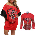 Basketball Custom Perth Couples Matching Off Shoulder Short Dress and Long Sleeve Button Shirt Simple Australian Dot Art - Aussie Hoodie