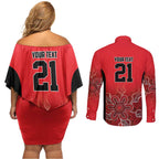 Basketball Custom Perth Couples Matching Off Shoulder Short Dress and Long Sleeve Button Shirt Simple Australian Dot Art - Aussie Hoodie