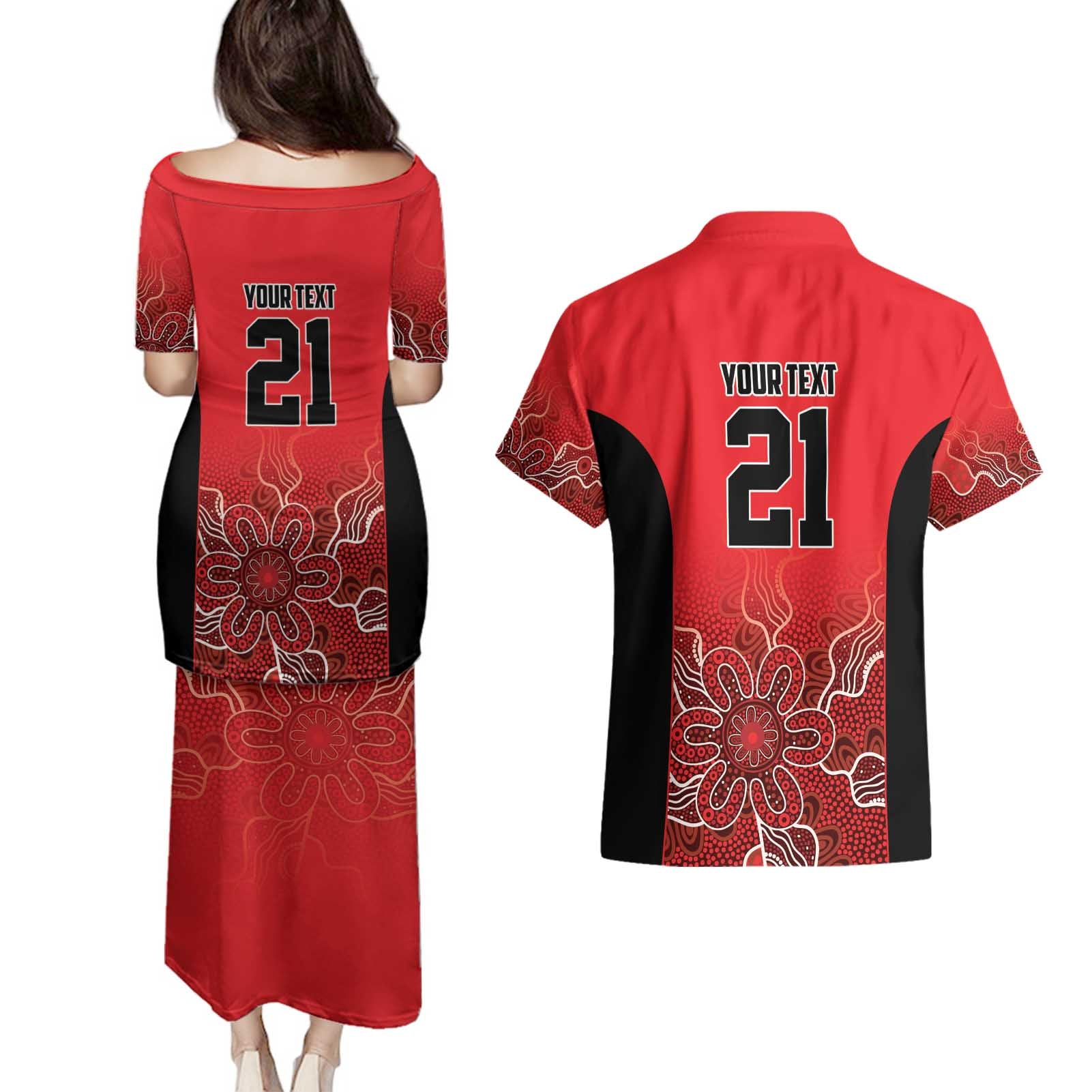 Basketball Custom Perth Couples Matching Puletasi and Hawaiian Shirt Simple Australian Dot Art - Aussie Hoodie