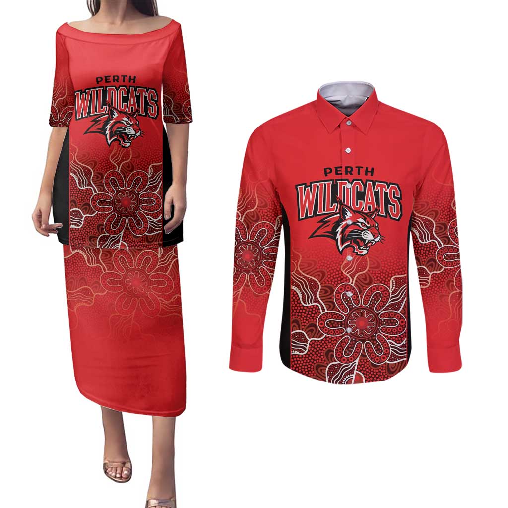 Basketball Custom Perth Couples Matching Puletasi and Long Sleeve Button Shirt Simple Australian Dot Art - Aussie Hoodie