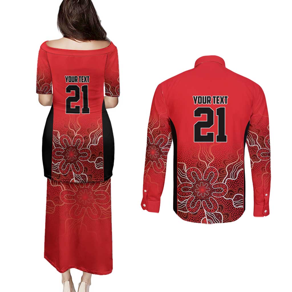 Basketball Custom Perth Couples Matching Puletasi and Long Sleeve Button Shirt Simple Australian Dot Art - Aussie Hoodie