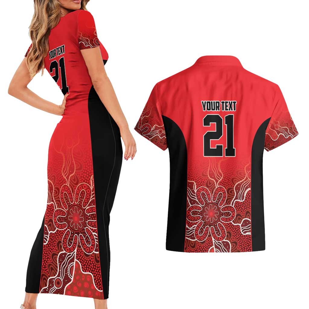 Basketball Custom Perth Couples Matching Short Sleeve Bodycon Dress and Hawaiian Shirt Simple Australian Dot Art - Aussie Hoodie
