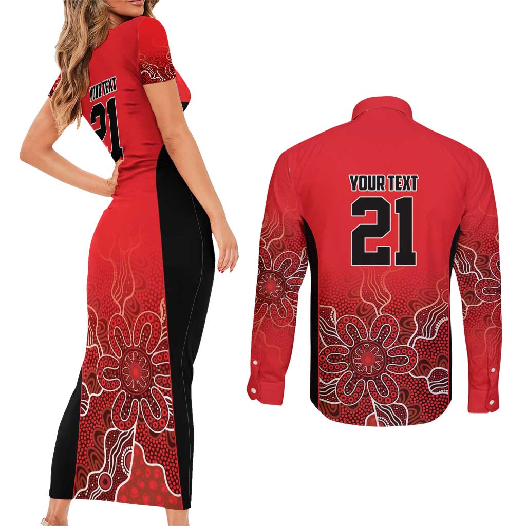 Basketball Custom Perth Couples Matching Short Sleeve Bodycon Dress and Long Sleeve Button Shirt Simple Australian Dot Art - Aussie Hoodie