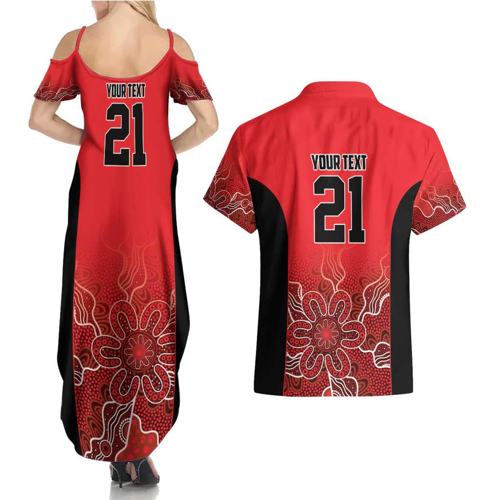 Basketball Custom Perth Couples Matching Summer Maxi Dress and Hawaiian Shirt Simple Australian Dot Art - Aussie Hoodie