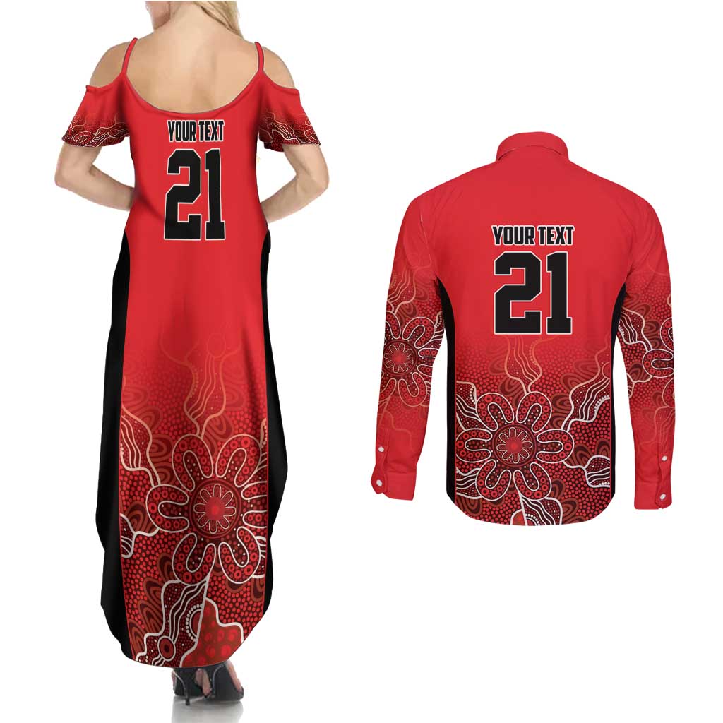 Basketball Custom Perth Couples Matching Summer Maxi Dress and Long Sleeve Button Shirt Simple Australian Dot Art - Aussie Hoodie