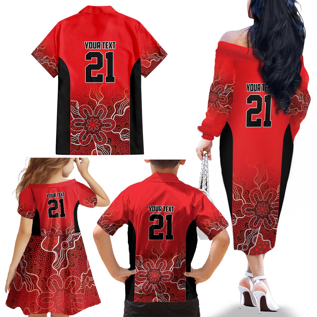 Basketball Custom Perth Family Matching Off The Shoulder Long Sleeve Dress and Hawaiian Shirt Simple Australian Dot Art - Aussie Hoodie