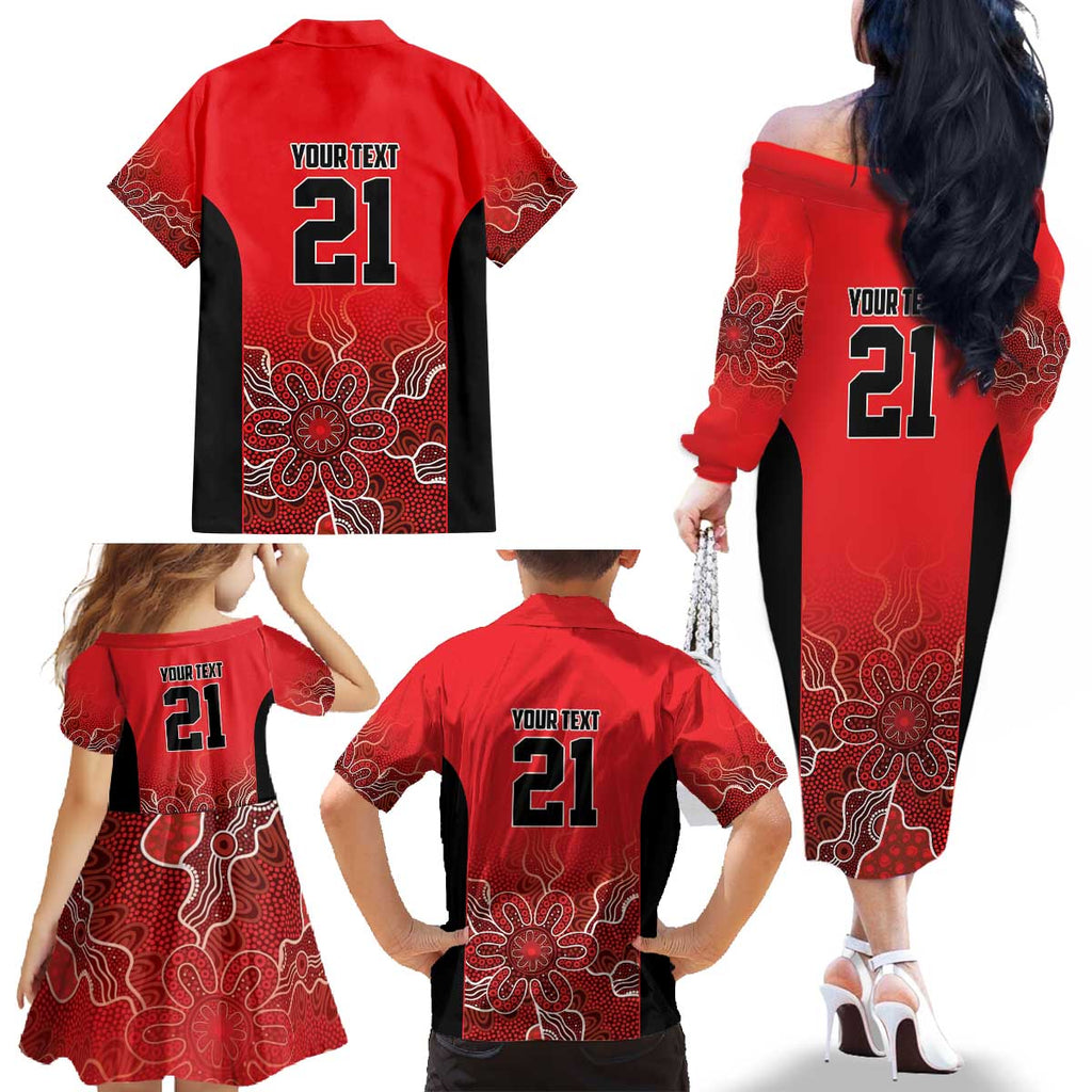 Basketball Custom Perth Family Matching Off The Shoulder Long Sleeve Dress and Hawaiian Shirt Simple Australian Dot Art - Aussie Hoodie