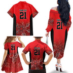 Basketball Custom Perth Family Matching Off The Shoulder Long Sleeve Dress and Hawaiian Shirt Simple Australian Dot Art - Aussie Hoodie