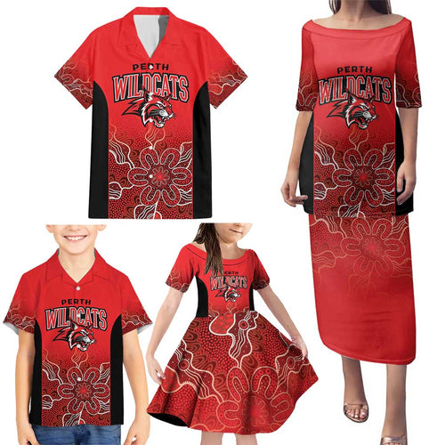 Basketball Custom Perth Family Matching Puletasi and Hawaiian Shirt Simple Australian Dot Art - Aussie Hoodie
