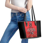 Basketball Custom Perth Leather Tote Bag Simple Australian Dot Art - Aussie Hoodie