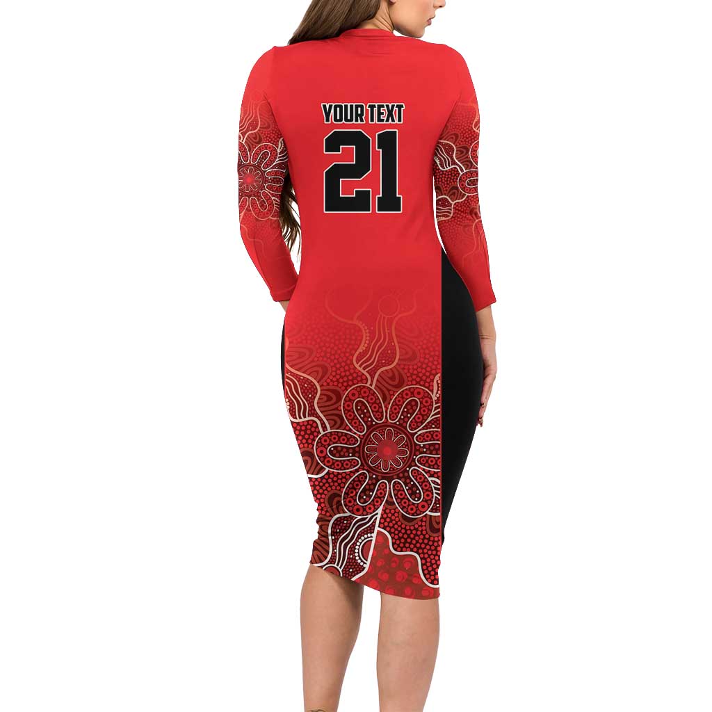 Basketball Custom Perth Long Sleeve Bodycon Dress Simple Australian Dot Art - Aussie Hoodie