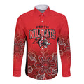 Basketball Custom Perth Long Sleeve Button Shirt Simple Australian Dot Art - Aussie Hoodie
