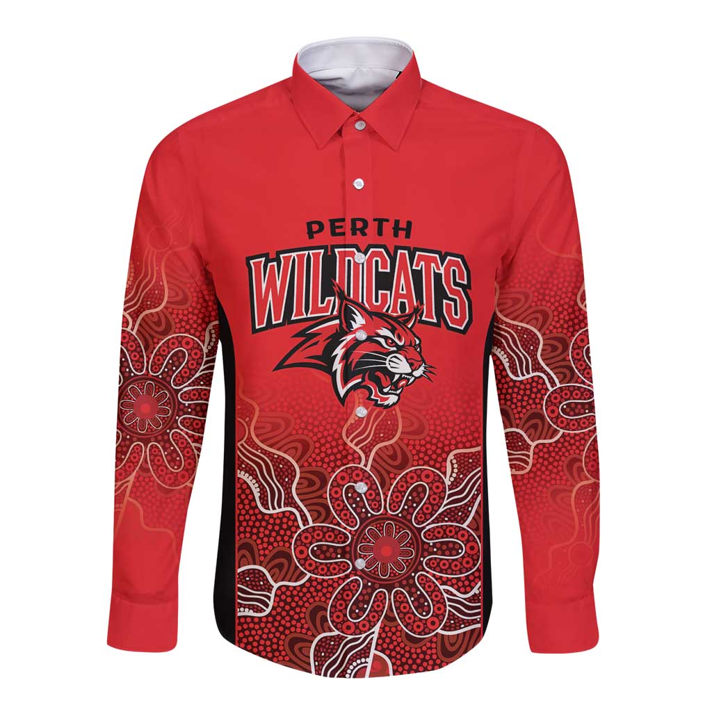 Basketball Custom Perth Long Sleeve Button Shirt Simple Australian Dot Art - Aussie Hoodie