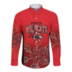 Basketball Custom Perth Long Sleeve Button Shirt Simple Australian Dot Art - Aussie Hoodie