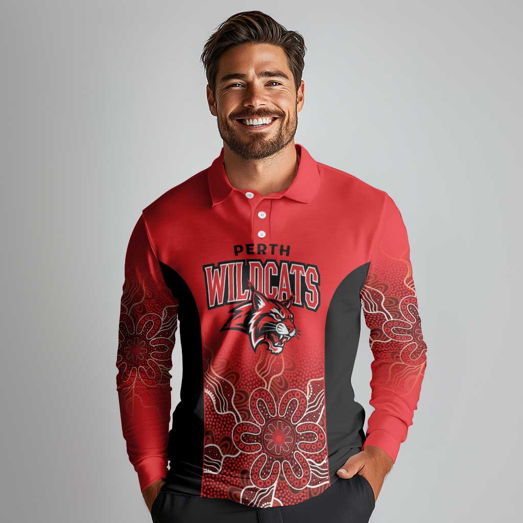 Basketball Custom Perth Long Sleeve Polo Shirt Simple Australian Dot Art - Aussie Hoodie