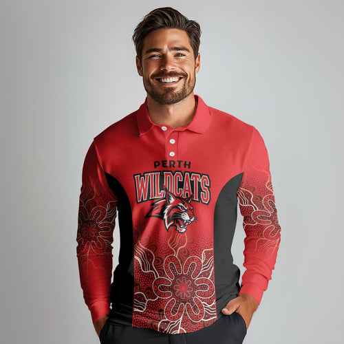 Basketball Custom Perth Long Sleeve Polo Shirt Simple Australian Dot Art - Aussie Hoodie