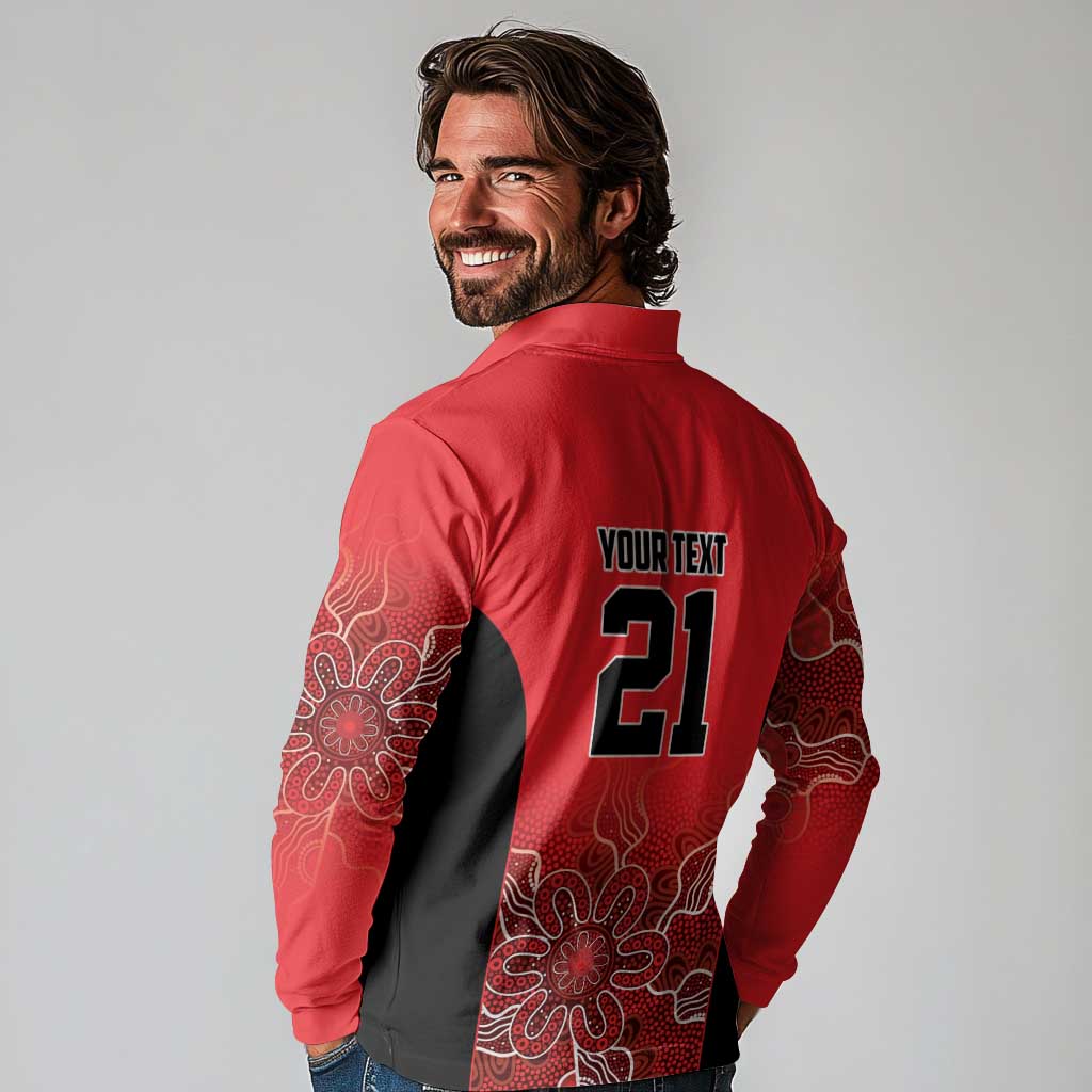 Basketball Custom Perth Long Sleeve Polo Shirt Simple Australian Dot Art - Aussie Hoodie