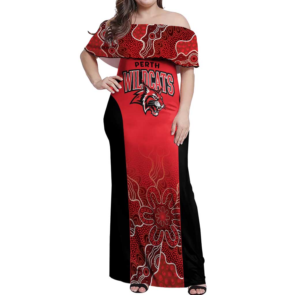 Basketball Custom Perth Off Shoulder Maxi Dress Simple Australian Dot Art - Aussie Hoodie