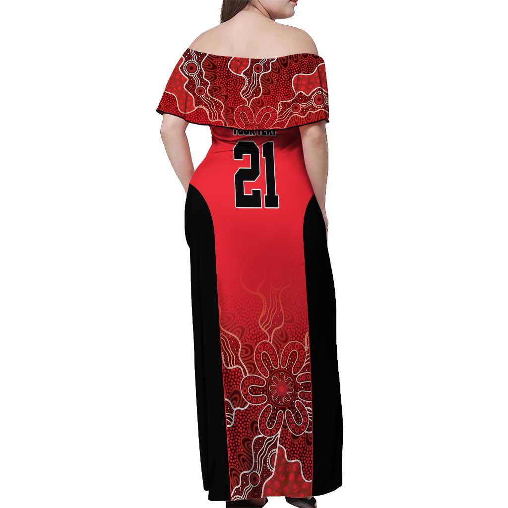 Basketball Custom Perth Off Shoulder Maxi Dress Simple Australian Dot Art - Aussie Hoodie