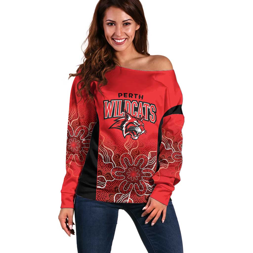 Basketball Custom Perth Off Shoulder Sweater Simple Australian Dot Art - Aussie Hoodie