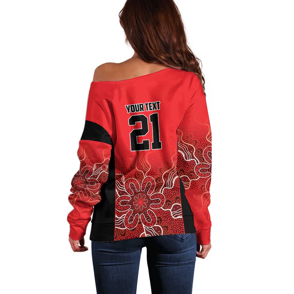 Basketball Custom Perth Off Shoulder Sweater Simple Australian Dot Art - Aussie Hoodie