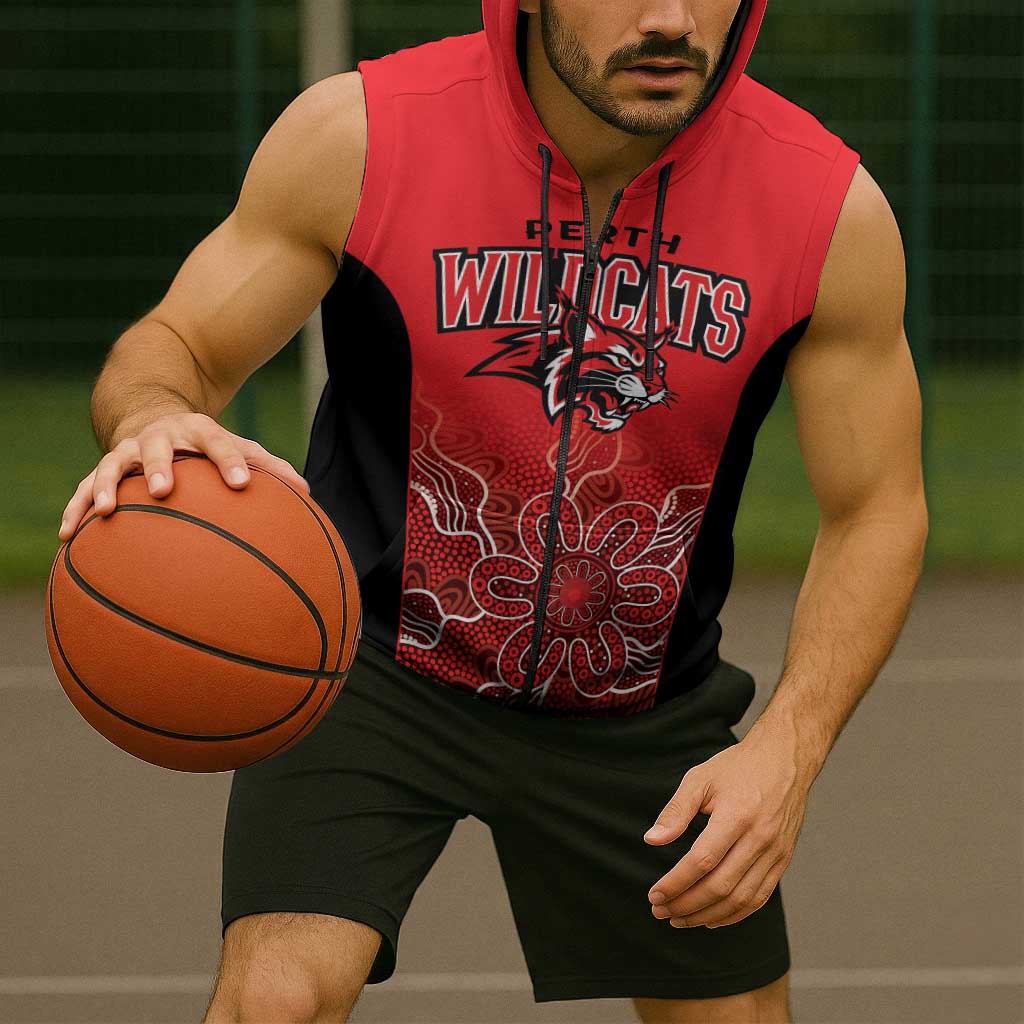 Basketball Custom Perth Sleeveless Zip Hoodie Simple Australian Dot Art LT9