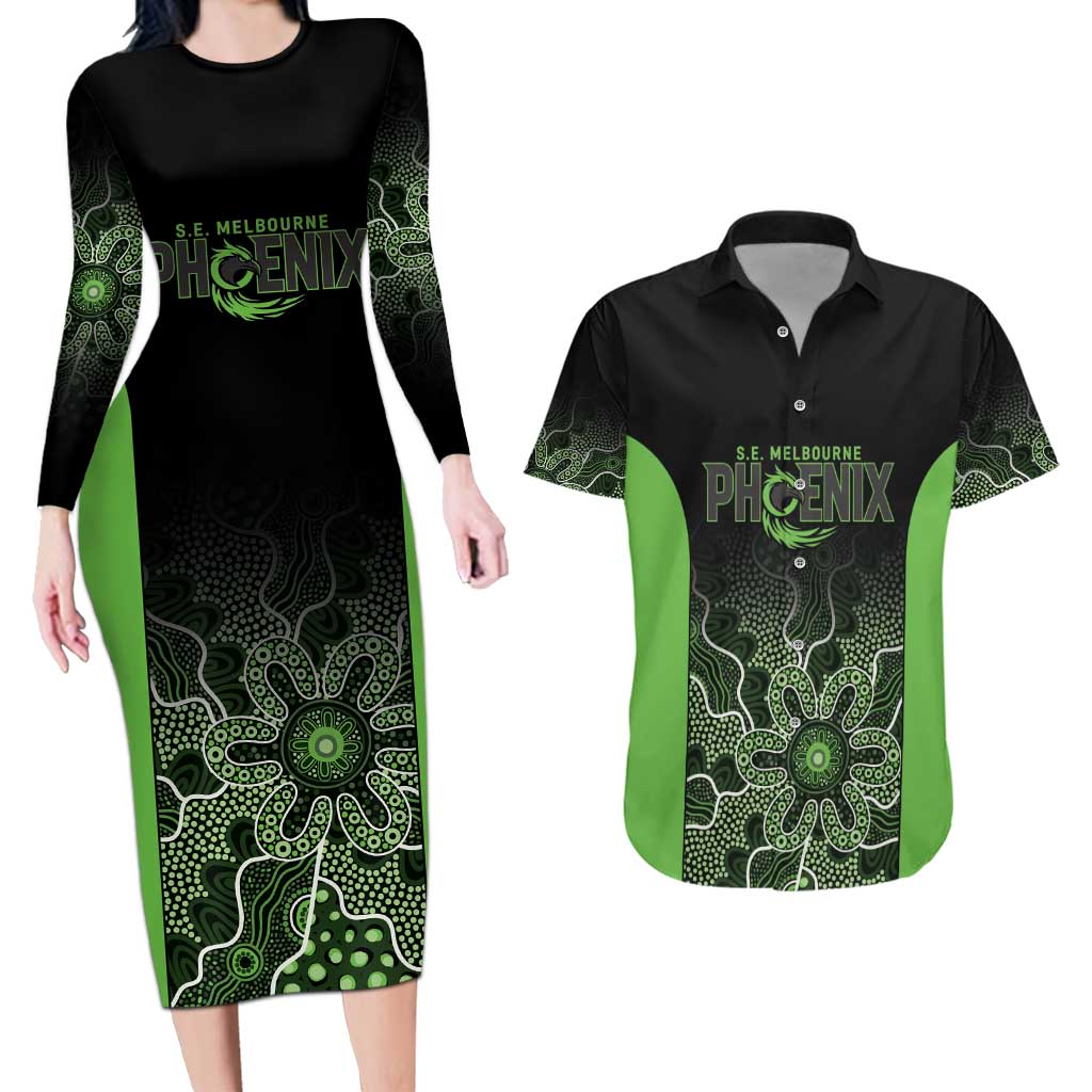 Basketball Custom South East Melbourne Couples Matching Long Sleeve Bodycon Dress and Hawaiian Shirt Simple Australian Dot Art - Aussie Hoodie