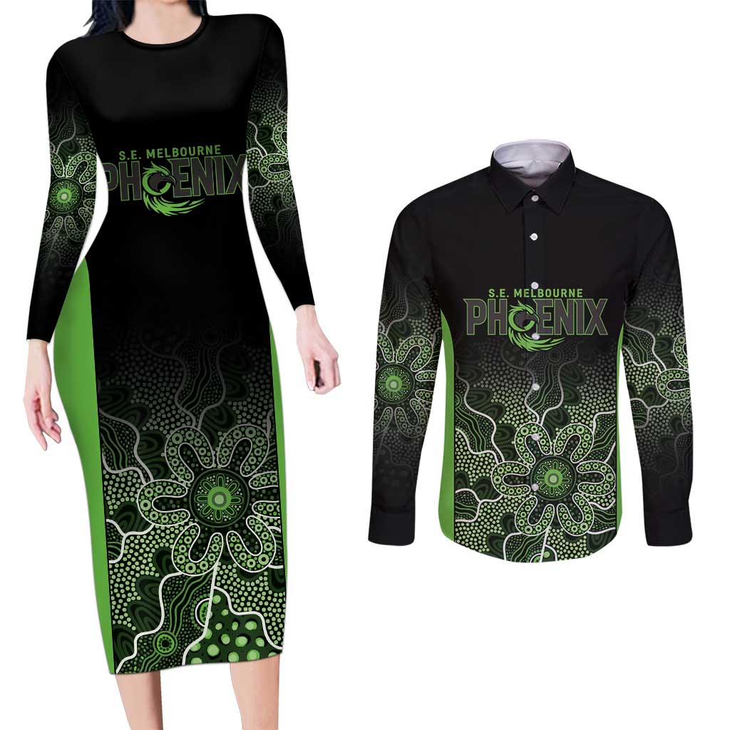 Basketball Custom South East Melbourne Couples Matching Long Sleeve Bodycon Dress and Long Sleeve Button Shirt Simple Australian Dot Art - Aussie Hoodie