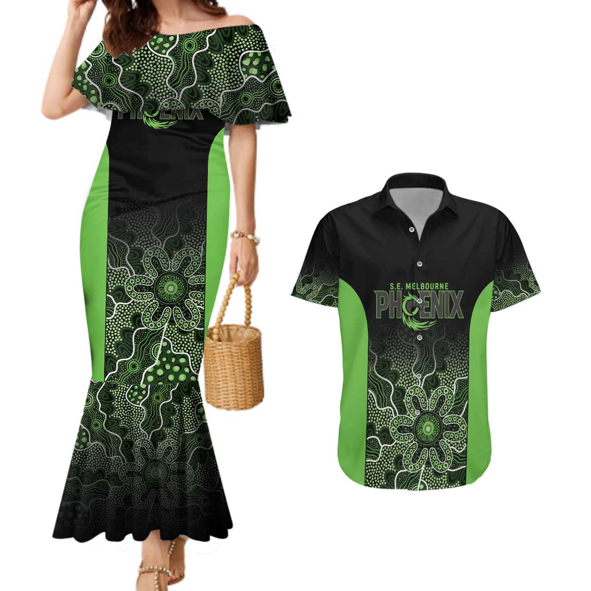Basketball Custom South East Melbourne Couples Matching Mermaid Dress and Hawaiian Shirt Simple Australian Dot Art - Aussie Hoodie
