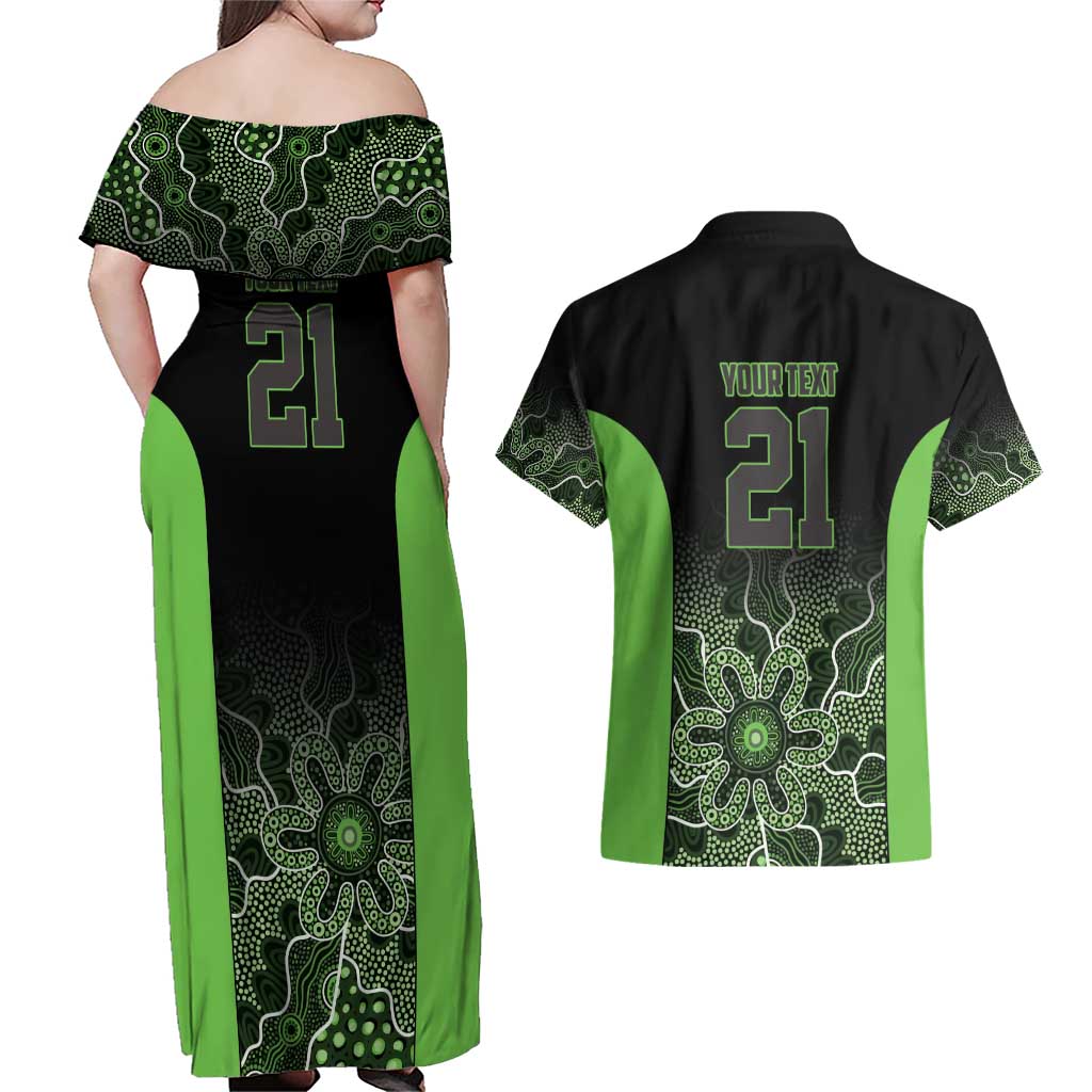 Basketball Custom South East Melbourne Couples Matching Off Shoulder Maxi Dress and Hawaiian Shirt Simple Australian Dot Art - Aussie Hoodie