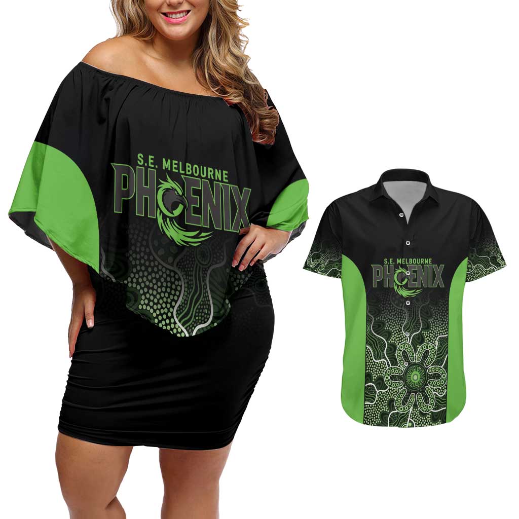 Basketball Custom South East Melbourne Couples Matching Off Shoulder Short Dress and Hawaiian Shirt Simple Australian Dot Art - Aussie Hoodie