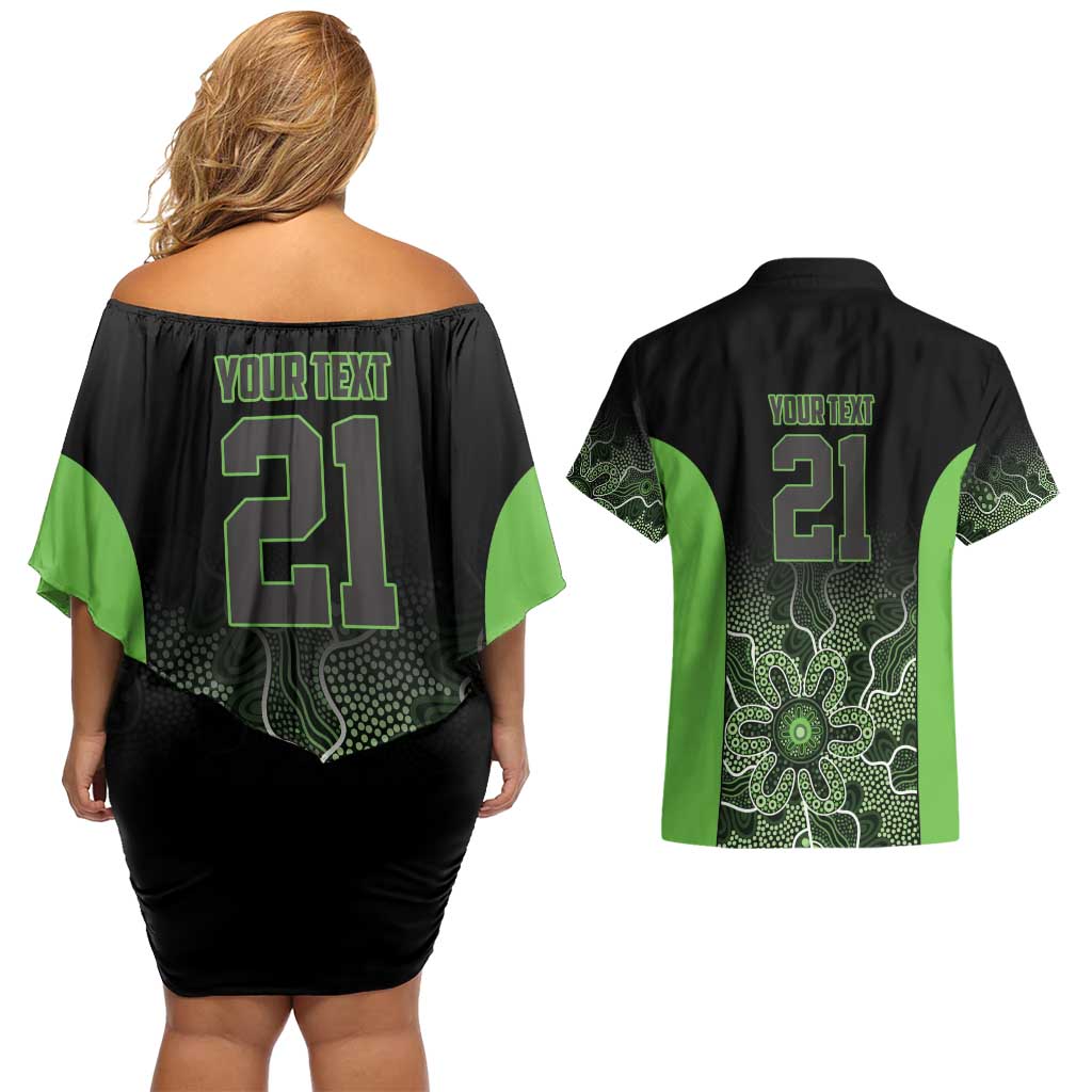 Basketball Custom South East Melbourne Couples Matching Off Shoulder Short Dress and Hawaiian Shirt Simple Australian Dot Art - Aussie Hoodie