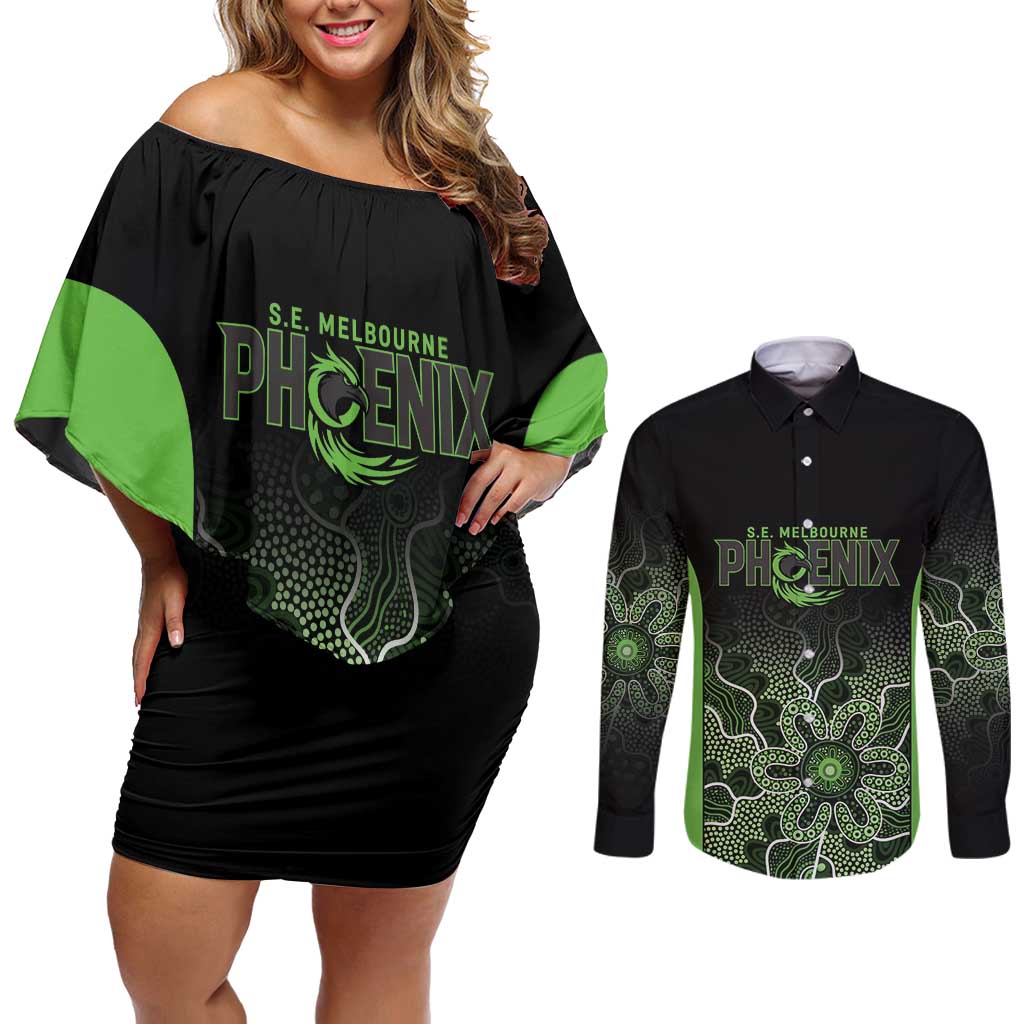 Basketball Custom South East Melbourne Couples Matching Off Shoulder Short Dress and Long Sleeve Button Shirt Simple Australian Dot Art - Aussie Hoodie