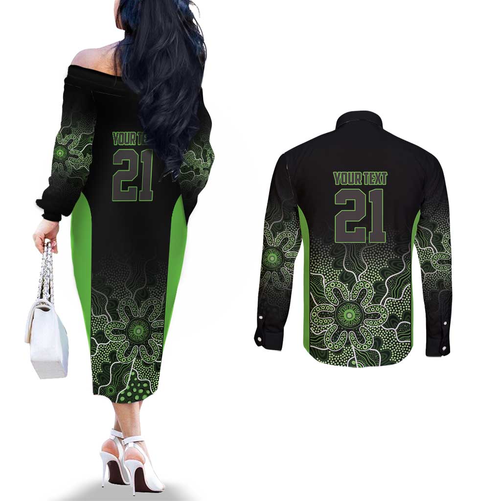 Basketball Custom South East Melbourne Couples Matching Off The Shoulder Long Sleeve Dress and Long Sleeve Button Shirt Simple Australian Dot Art - Aussie Hoodie