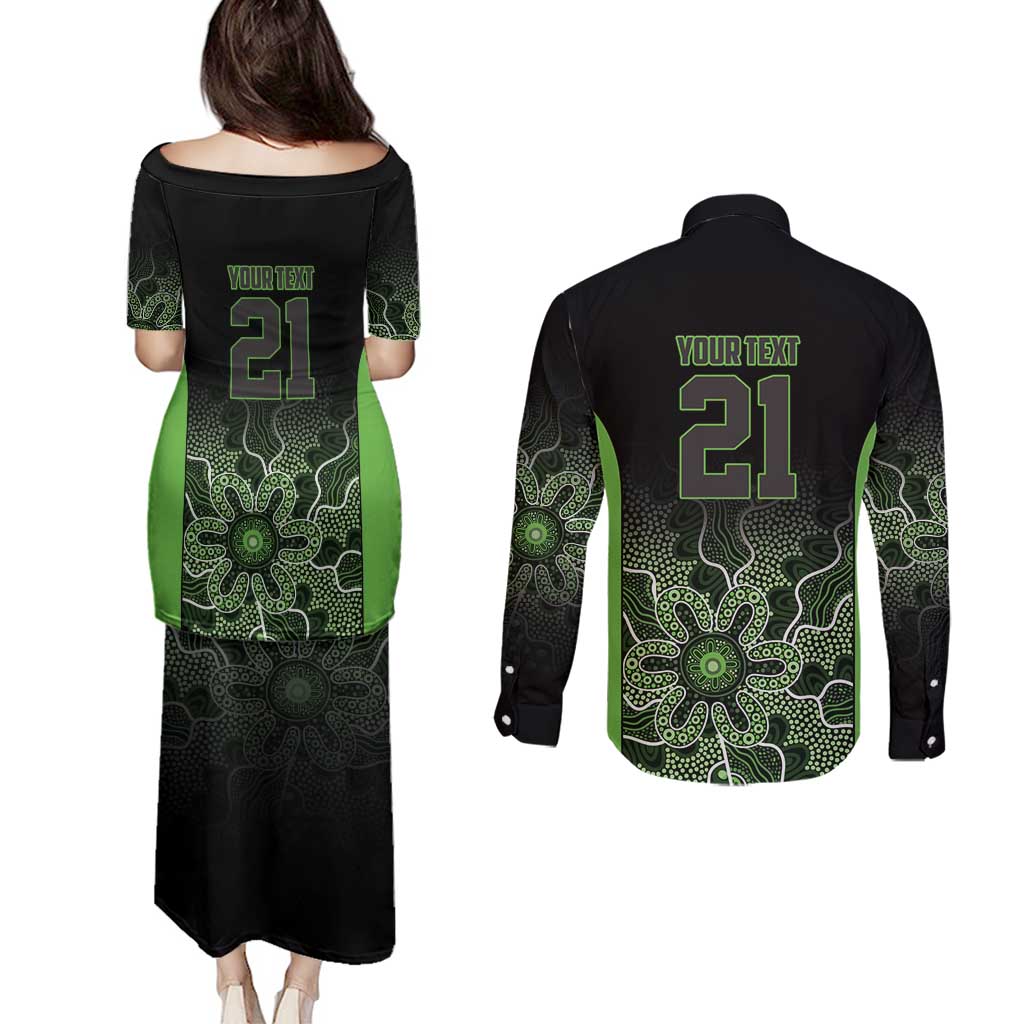 Basketball Custom South East Melbourne Couples Matching Puletasi and Long Sleeve Button Shirt Simple Australian Dot Art - Aussie Hoodie