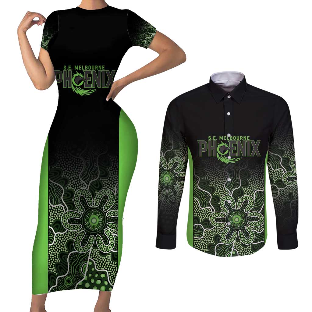 Basketball Custom South East Melbourne Couples Matching Short Sleeve Bodycon Dress and Long Sleeve Button Shirt Simple Australian Dot Art - Aussie Hoodie