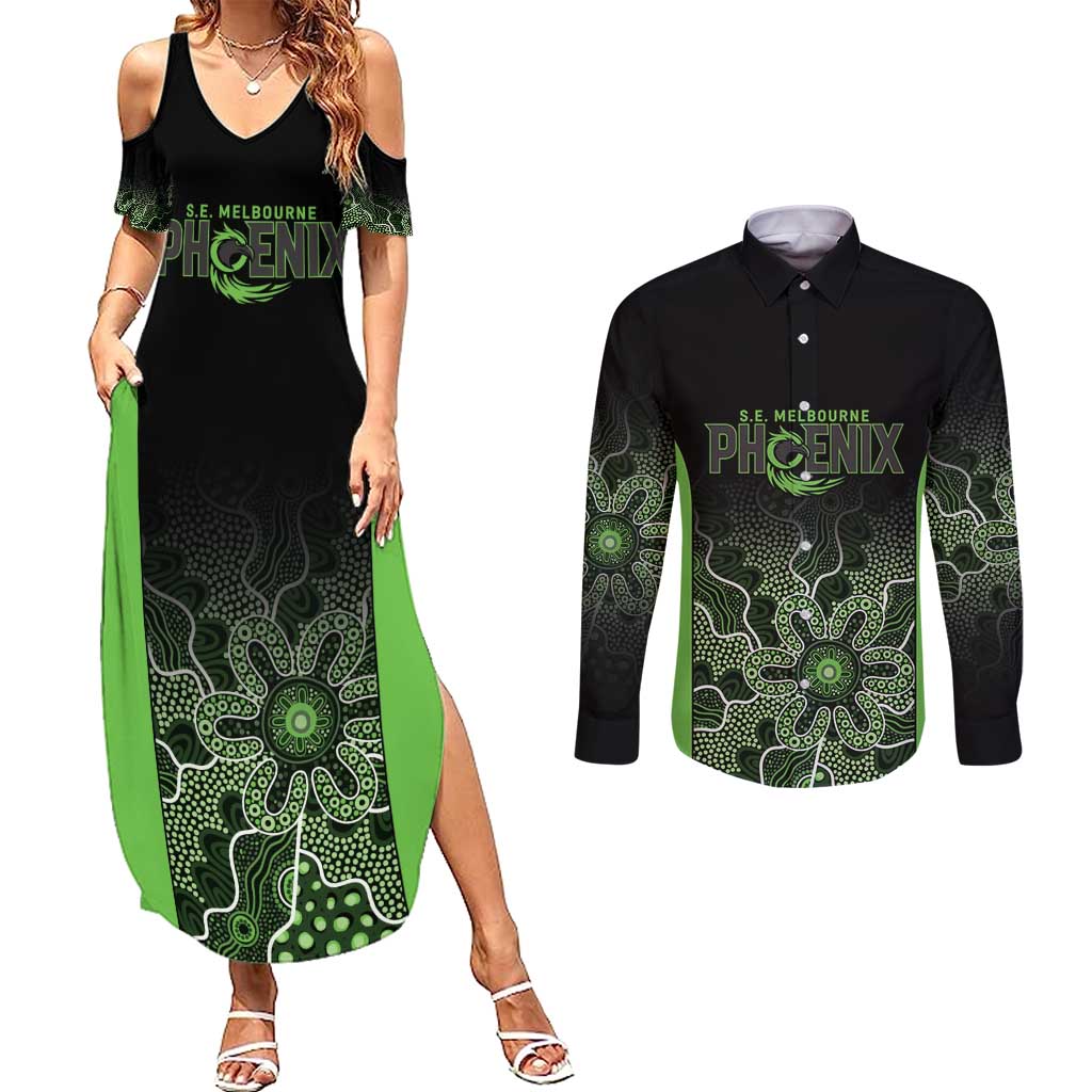 Basketball Custom South East Melbourne Couples Matching Summer Maxi Dress and Long Sleeve Button Shirt Simple Australian Dot Art - Aussie Hoodie