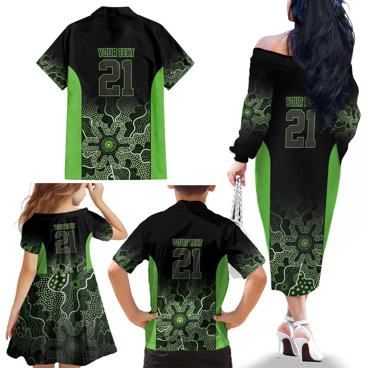 Basketball Custom South East Melbourne Family Matching Off The Shoulder Long Sleeve Dress and Hawaiian Shirt Simple Australian Dot Art - Aussie Hoodie