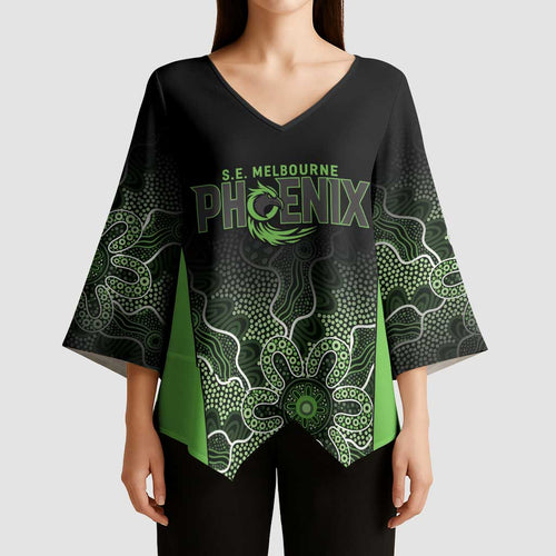 Basketball Custom South East Melbourne Kimono Sleeve Blouse Simple Australian Dot Art - Aussie Hoodie