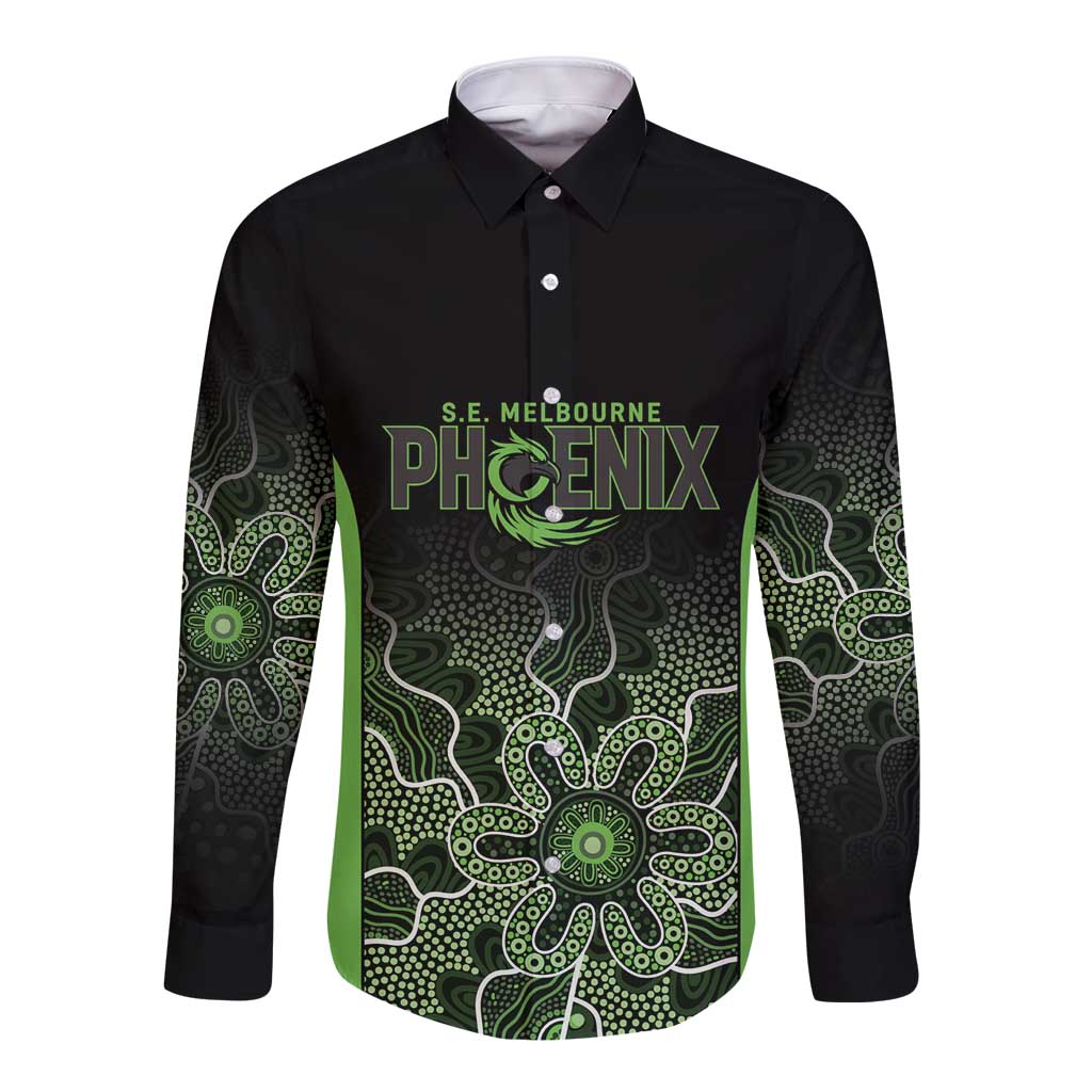 Basketball Custom South East Melbourne Long Sleeve Button Shirt Simple Australian Dot Art - Aussie Hoodie