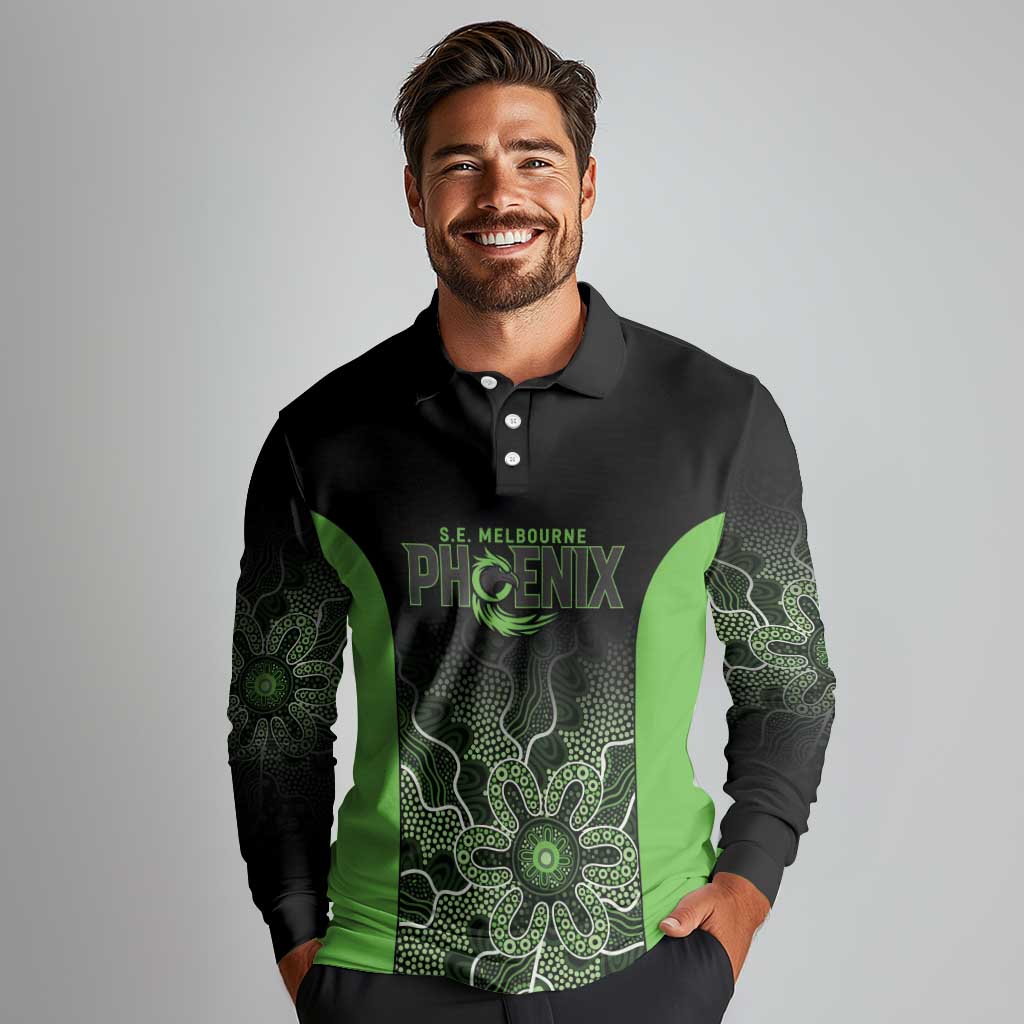 Basketball Custom South East Melbourne Long Sleeve Polo Shirt Simple Australian Dot Art - Aussie Hoodie
