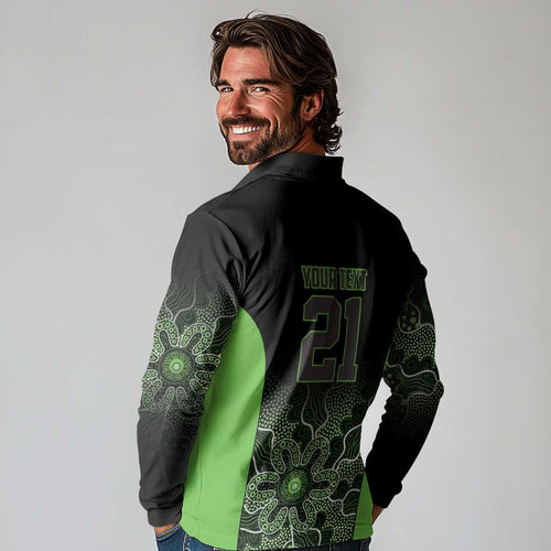 Basketball Custom South East Melbourne Long Sleeve Polo Shirt Simple Australian Dot Art - Aussie Hoodie